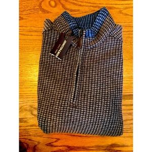 Men’s (S) Waffle Quarter Zip Pullover Sweater in Brown